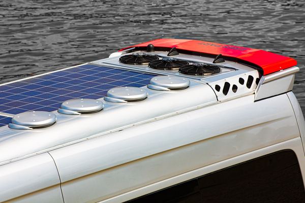 Solar panels and air handling on the roof